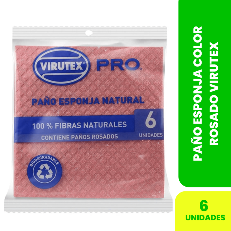 PAÑO SPONGI ROSADO VIRUTEX 6U<br>COD: S0332
